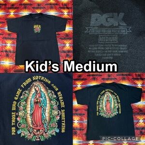 DGK Kids Size Medium Black T-Shirt Graphic Tee Rose Virgin Mary Skate Y2K